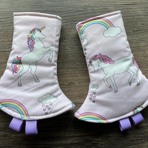 Ready to Ship Reversible Corner Suckpads for Tula Happy Baby Ergo Mabe Lillebaby, Reverisble  Unicorns and Purple, Artipoppe Suckpads