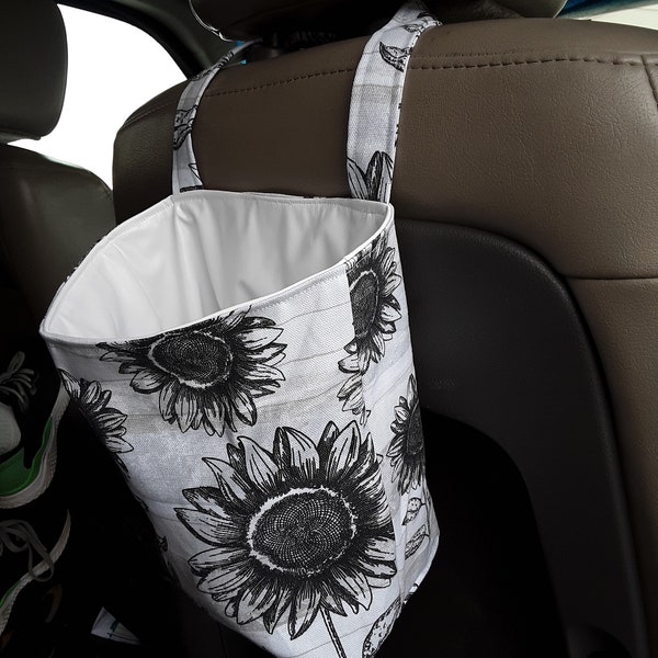 Vuilniszak hoofdsteun, vuilniszak hoofdsteun, vuilnisbak auto, wasbare vuilnisbak, stoffen vuilnisbak, vuilniszak zonnebloem - snel te verzenden