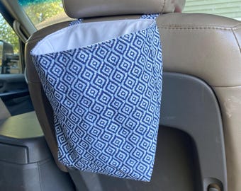 Car Garbage Bag, Headrest Trash Bag, Headrest Garbage Bag, Car Garbage Can, Washable Garbage Can, Navy Geometric Print Garbage Bag