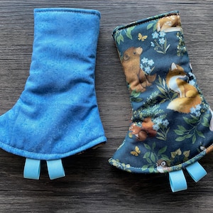 Ready to Ship Reversible Corner Suckpads for Tula Happy Baby Ergo Mabe and Lillebaby, Forest Animals and Blue Floral, Artipoppe Suckpads
