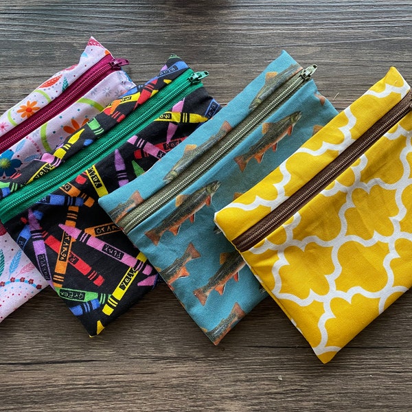 Zipper Pouch Bags, Eco Friendly Snack Bag, Reusable and Machine Washable, Waterproof Makeup Bag, Ready to Ship