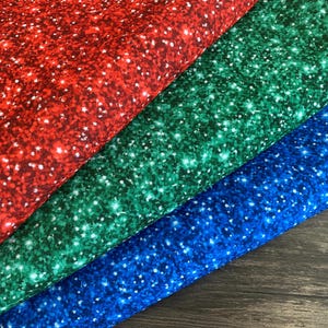 Bullet Fabric Strips, 6” Wide by 60” Long, Red Green and Blue Glitter, Quick to Ship