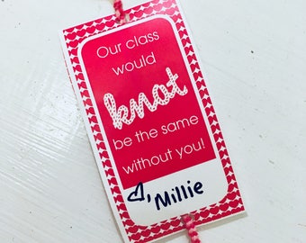 INSTANT DOWNLOAD - Pink Friendship Bracelet Class Valentine Card Printable  - "Our class would knot be the same without you"