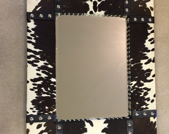 western cowhide leather mirror