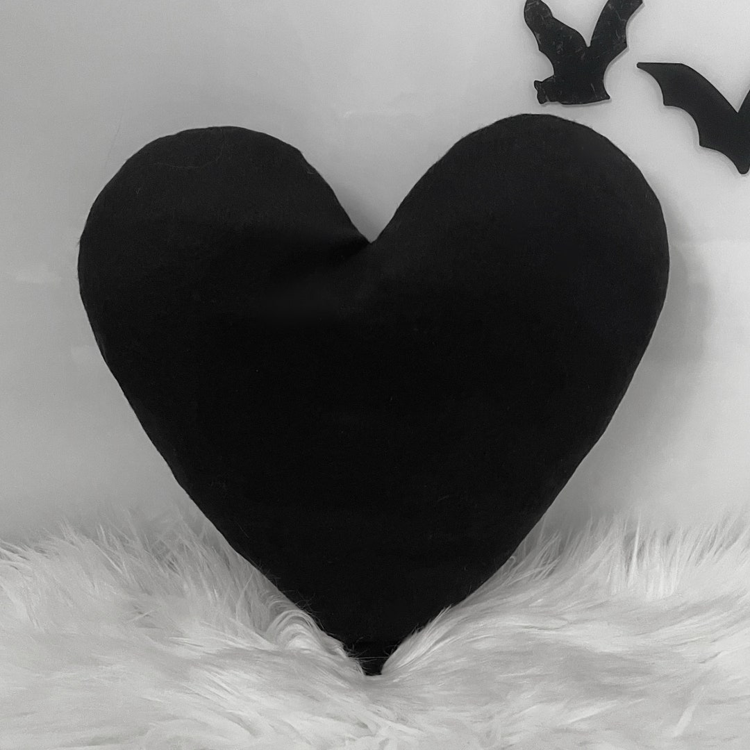 Black Heart Pillow Gothic Gift Etsy