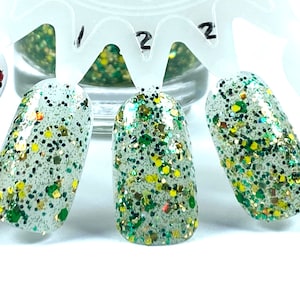 Astro Turf Green Yellow Gold Glitter Nail Polish Team Spirit Packers nail 5 free handmade nail polish vegan cruelty free indie polish