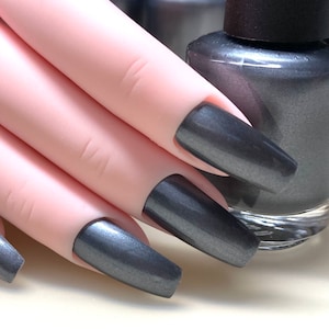 Charcoal - Dark Silver Gray Nail Polish 5 free nail polish handmade indie nail polish vegan cruelty free lead grey chrome nail polish