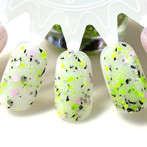 Zombie Chic - matte neon green gray pink black glitter nail polish, zombie polish, 5 free handmade vegan indie nail polish,