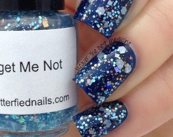 Forget Me Not Glitter Nail Polish Pale Blue Pastel Aquamarine 5 free nail polish handmade indie nail polish vegan cruelty free nail polish