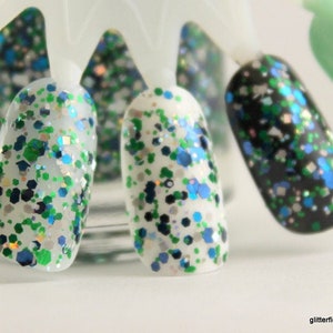 Goal Line - Bright Green Navy Blue Glitter Nail Polish Team Spirit 5 free nail polish vegan nail polish cruelty free green glitter