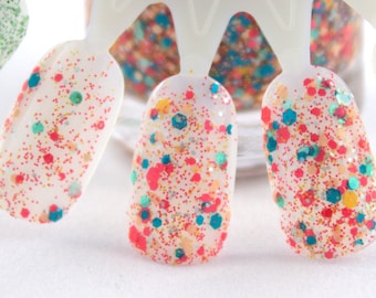 Coral Reef Glitter Nail Polish - Peach and Aqua Beach Style