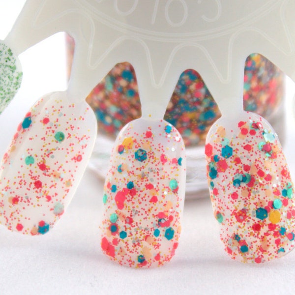 Coral Reef - Coral, Peach, Aqua, Turquoise Glitter Nail Polish, beach nails,  5 free nail polish, handmade, indie polish vegan