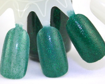 Your Highness - Emerald green nail polish, Glitter Nail Polish, 5 free handmade nail polish, vegan indie polish
