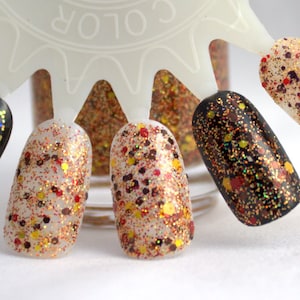 Ablaze - Fall Autumn nails, Glitter Nail Polish, Orange Copper Gold Bronze, Fall leaves,