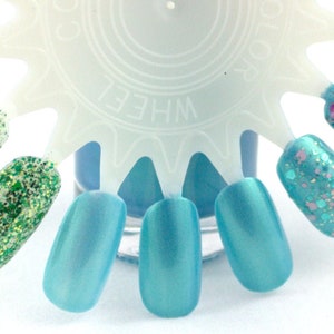 Teal Me - blue green shimmer nail polish, turquoise teal nails, handmade indie nail polish, vegan
