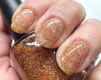Orange Copper Gold Red, Holographic Glitter Nail Polish, 'Fall Vibes" Autumn nails, 21-free