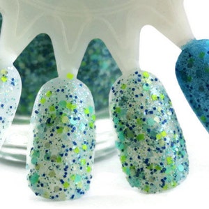 Tropical Waters Teal Blue Green Glitter Nail Polish 21 free nail polish handmade nail polish indie nail polish vegan cruelty free nailpolish