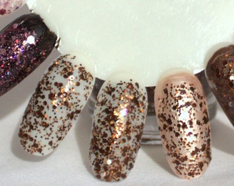 Hot Cocoa - Copper Bronze Brown, Glitter Nail Polish, Fall, Autumn nailpolish, 5 free nail polish, handmade nail polish, vegan nail