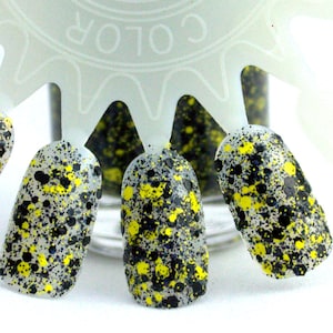 End Zone - Black and yellow glitter nail polish, black gold yellow handmade nail polish, Team Spirit, vegan indie polish