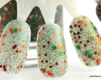 Screen Pass - Green Orange White Glitter Nail Polish Miami Hurricanes Team Spirit 5 free nail polish handmade nail polish indie vegan