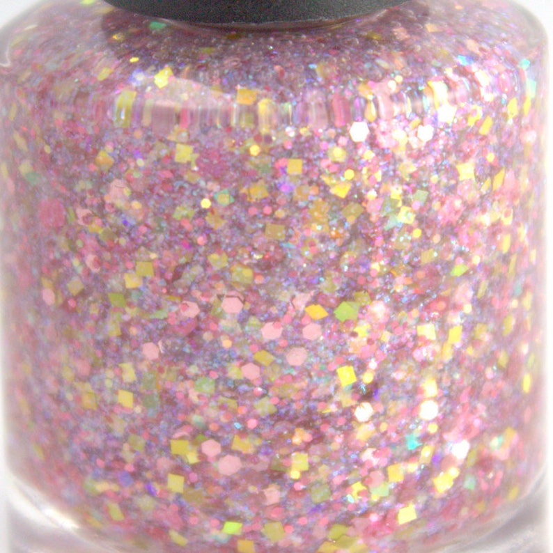 Pink Opal, Glitter Nail Polish, Pink, Gold, Rose, Holographic, Iridescent, image 2