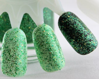 Emerald City - Vernis à ongles à paillettes vert et or St Patty’s Day vernis à ongles St Patrick nail 5 gratuit gratuit fait à la main indie vernis à ongles végétalien