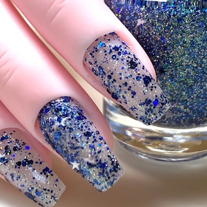 Midsummer Dream - Navy Blue Nail Polish Midnight Blue Glitter blue holographic glitter nail polish star nail polish