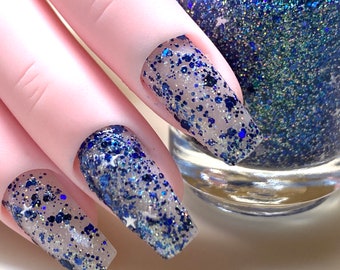 Midsummer Dream - Navy Blue Nail Polish Midnight Blue Glitter blue holographic glitter nail polish star nail polish