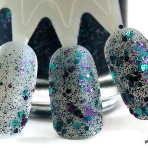 Peacock Jewels - Teal Turquoise Purple Glitter Nail Polish 5 free nail polish handmade nail polish indie nail polish vegan cruelty free