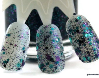 Peacock Jewels - Teal Turquoise Purple Glitter Nail Polish 5 free nail polish handmade nail polish indie nail polish vegan cruelty free