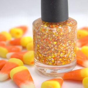 Candy Corn - Orange Yellow White Halloween Glitter Nail Polish 5 free nail polish vegan nail polish handmade indie nail polish cruelty free