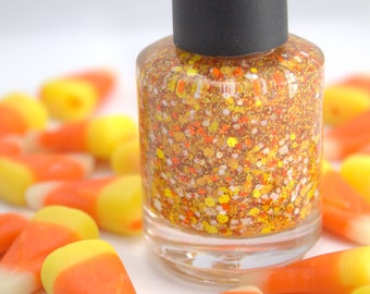 Candy Corn - Orange Yellow White Halloween Glitter Nail Polish 5 free nail polish vegan nail polish handmade indie nail polish cruelty free