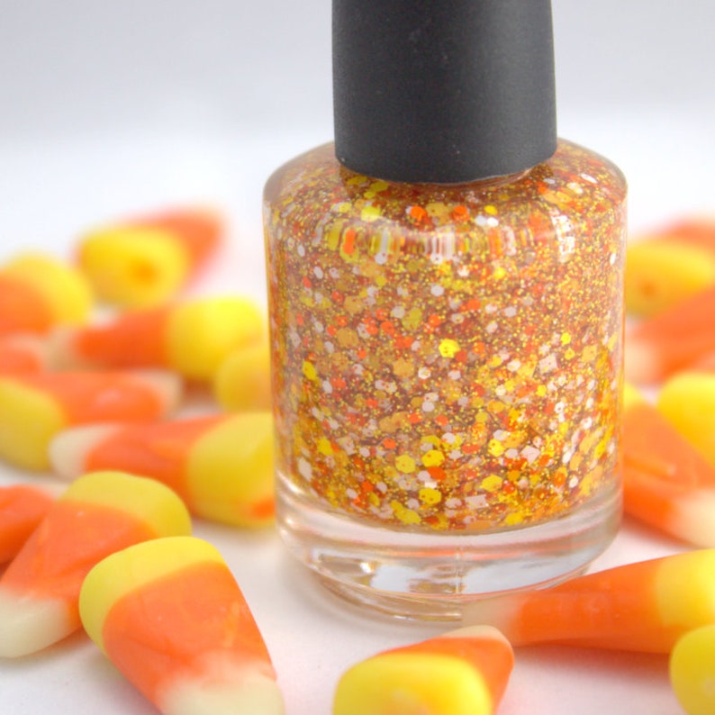 Candy Corn  Orange Yellow White Halloween Glitter Nail Polish image 1