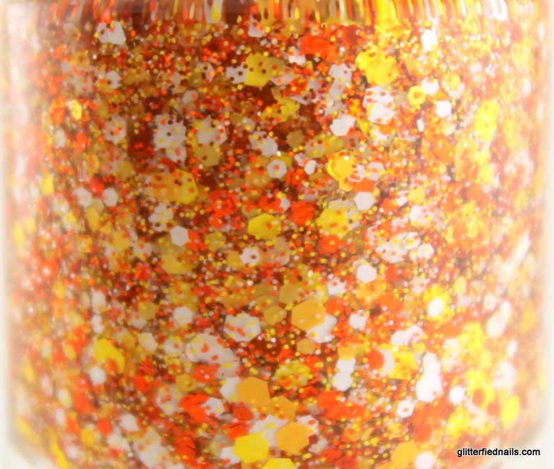 Candy Corn  Orange Yellow White Halloween Glitter Nail Polish image 5
