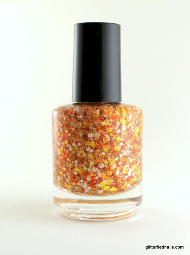 Candy Corn  Orange Yellow White Halloween Glitter Nail Polish image 4