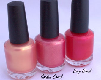Golden Peach - shimmer nagellak, Warme pink perzik, gouden highlight, 5 gratis nagellak, handgemaakt, indie nagellak, vegan nagel