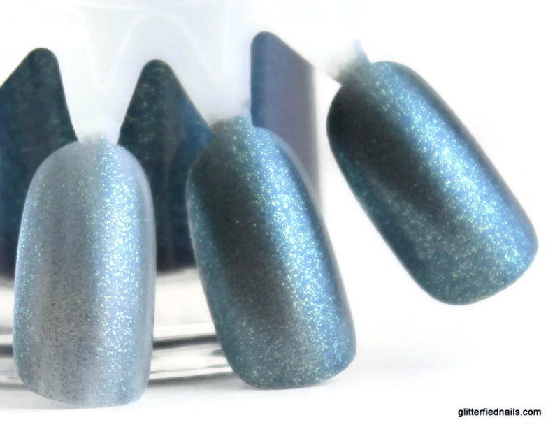 Tempest Navy Blue Color Shifting Nail Polish 5 free nail polish handmade indie nail polish vegan cruelty free blue green gold image 3