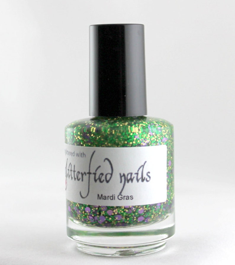 Mardi Gras Purple Green Gold Glitter Nail Polish Mardi Gras Etsy