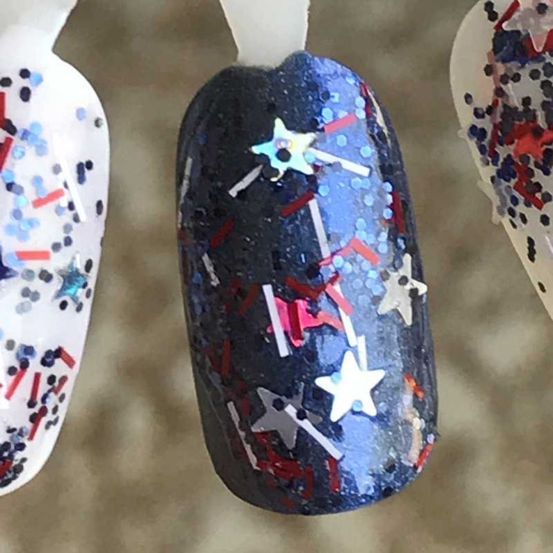Stars & Stripes Red White Blue Silver Glitter Nail Polish Etsy