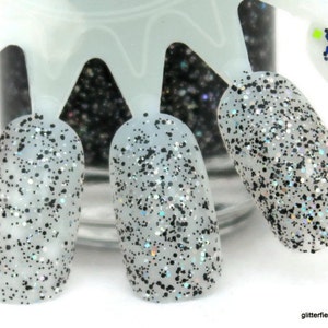 Volcanic Sand - black and silver holographic glitter nail polish black glitter 5 free nail polish handmade nail polish vegan cruelty free