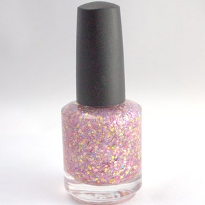 Pink Opal Iridescent Pink Glitter Nail Polish Pink Gold Rose Holographic 5 free nail polish handmade indie nail polish vegan cruelty free image 4