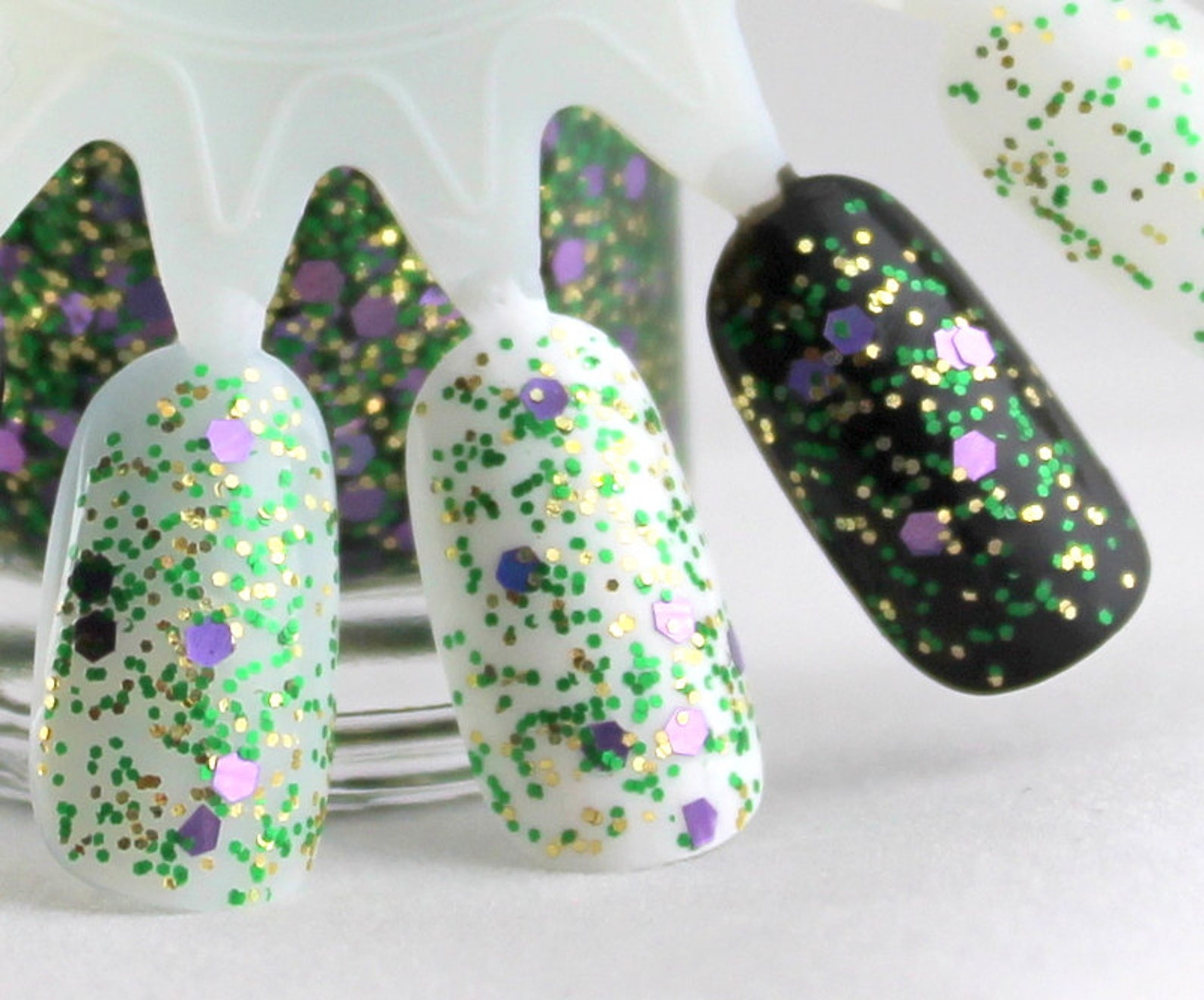 Mardi Gras Purple Green Gold Glitter Nail Polish Mardi Gras Etsy