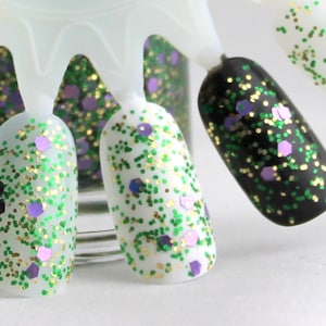 Mardi Gras- Purple Green Gold Glitter Nail Polish, Mardi Gras nail polish, handmade nail polish, vegan indie nail polish