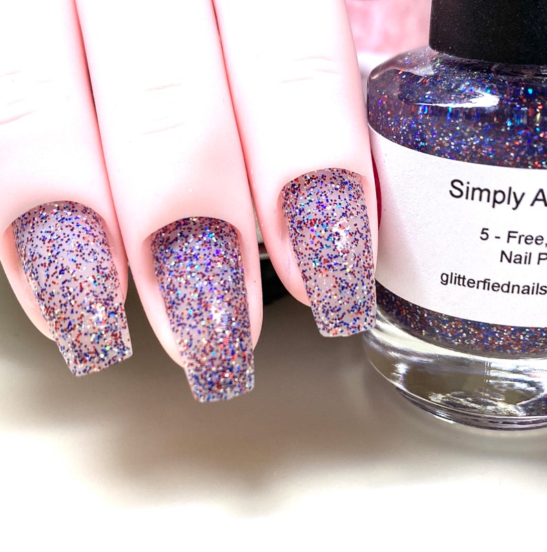 Simply American Red White Blue Silver Glitter Nail Polish Etsy