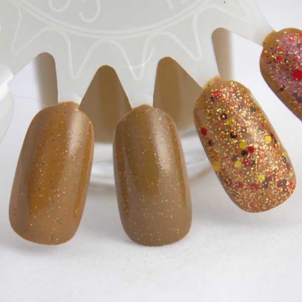 Tweed - neutral milk chocolate brown, glitter nail polish, holographic gold glitter, Fall, Autumn, neutral nail, limited edition