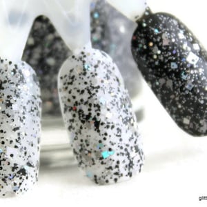 Blackout Glitter Nail Polish Black Gray Silver 5 free nail polish handmade indie nail polish vegan cruelty free nailpolish