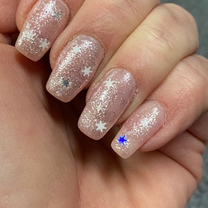 White Out -Snowflake nail polish, Snow white, Silver shimmer, Holographic glitter snowflakes, handmade indie nail polish vegan nail polish