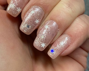 White Out -Snowflake nail polish, Snow white, Silver shimmer, Holographic glitter snowflakes, handmade indie nail polish vegan nail polish