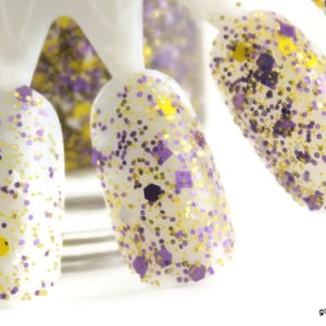 Interception - Purple Yellow White Team Spirit Glitter Nail Polish Vikings LSU colors 5 free nail polish vegan cruelty free handmade