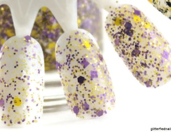 Interception - Purple Yellow White Team Spirit Glitter Nail Polish Vikings LSU colors 5 free nail polish vegan cruelty free handmade